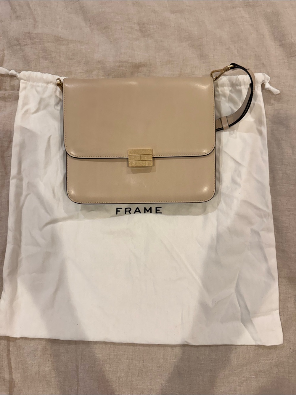FRAME Le Signature Beige Leather Crossbody Shoulder Bag
